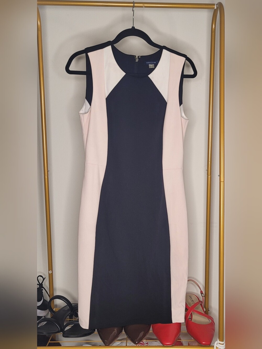 Tommy Hilfiger Navy and Blush Panel Sheath Dress